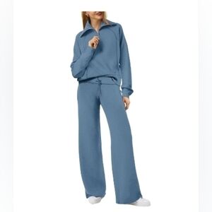 Lounge Set Half Zip Swratshirt Wide Leg Sweatpants Size 2XL